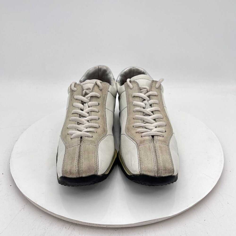 Prada Women Size EU 35.5 US 5.5 White Suede Leather Low Top Lace Up Casual Shoes - Picture 2 of 11